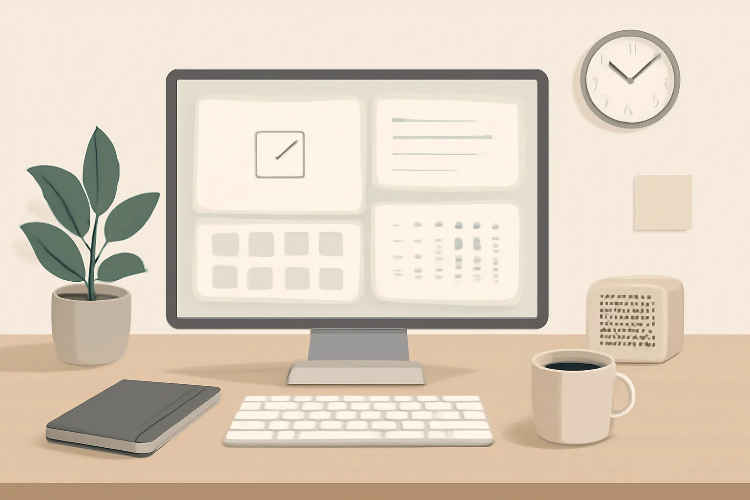 Concept visual for: Core elements of a distraction-free new-tab dashboard